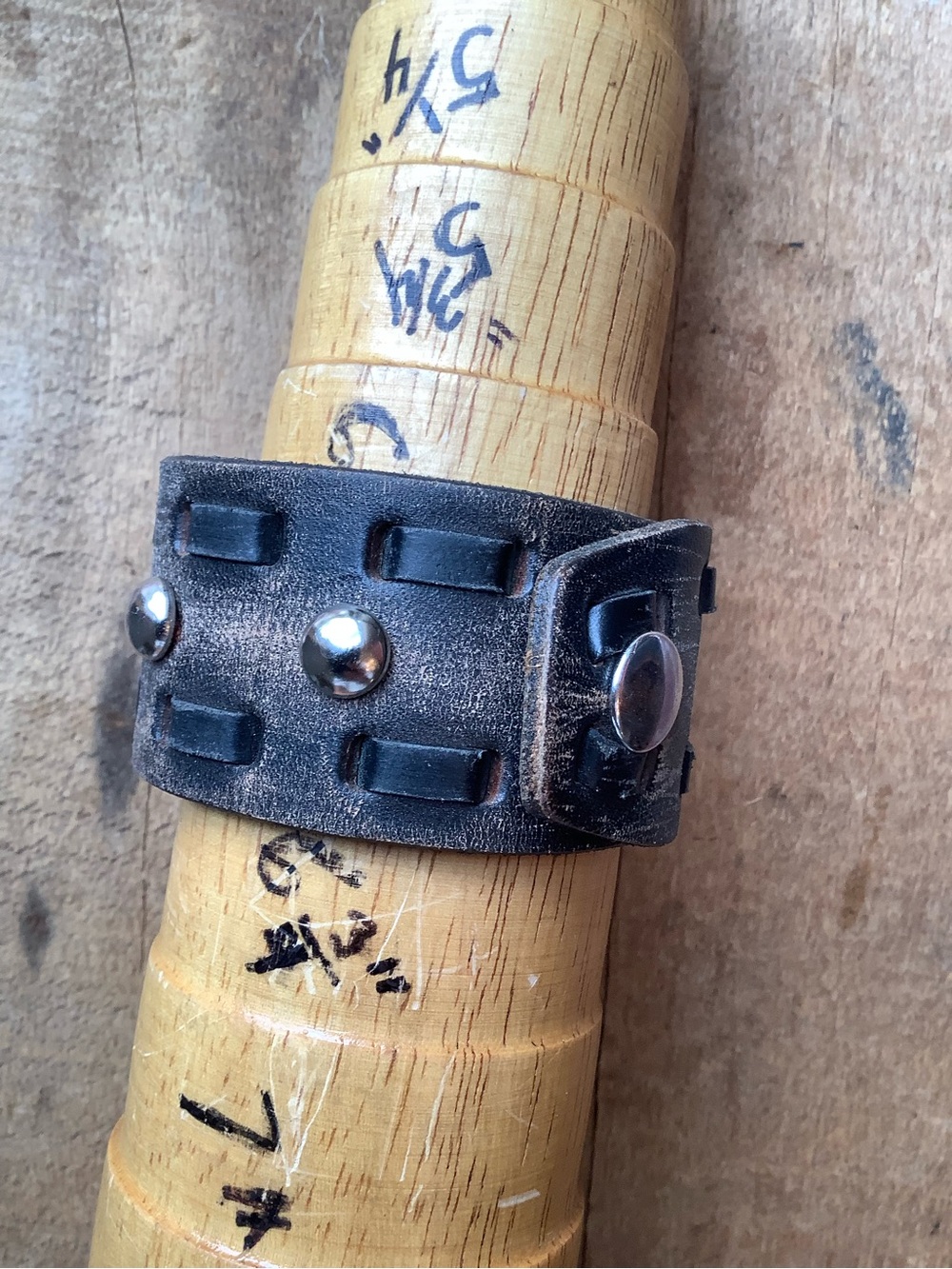 Leather cuff ,Brass, Deadwood Medallion, up to 6 1/2” wrist - Picture 8 of 9